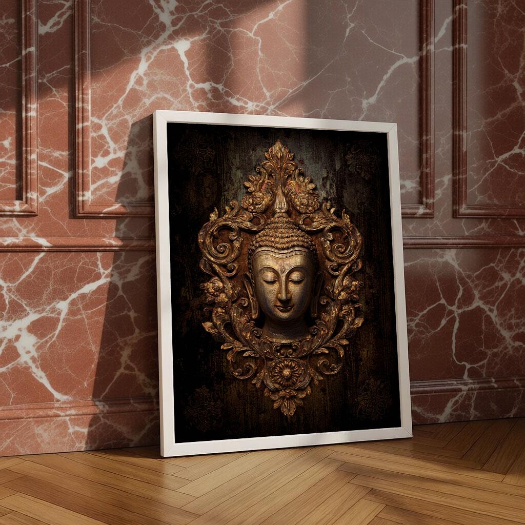 Image 4 of Elegant Buddha Golden Sculpture Canvas Wall Art Print | Zen Living Room Decor | Statement Piece