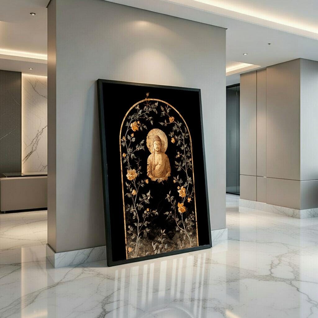 Image 3 of Golden Buddha Arch Canvas Wall Art Print | Spiritual Living Room Decor | Ready to Hang