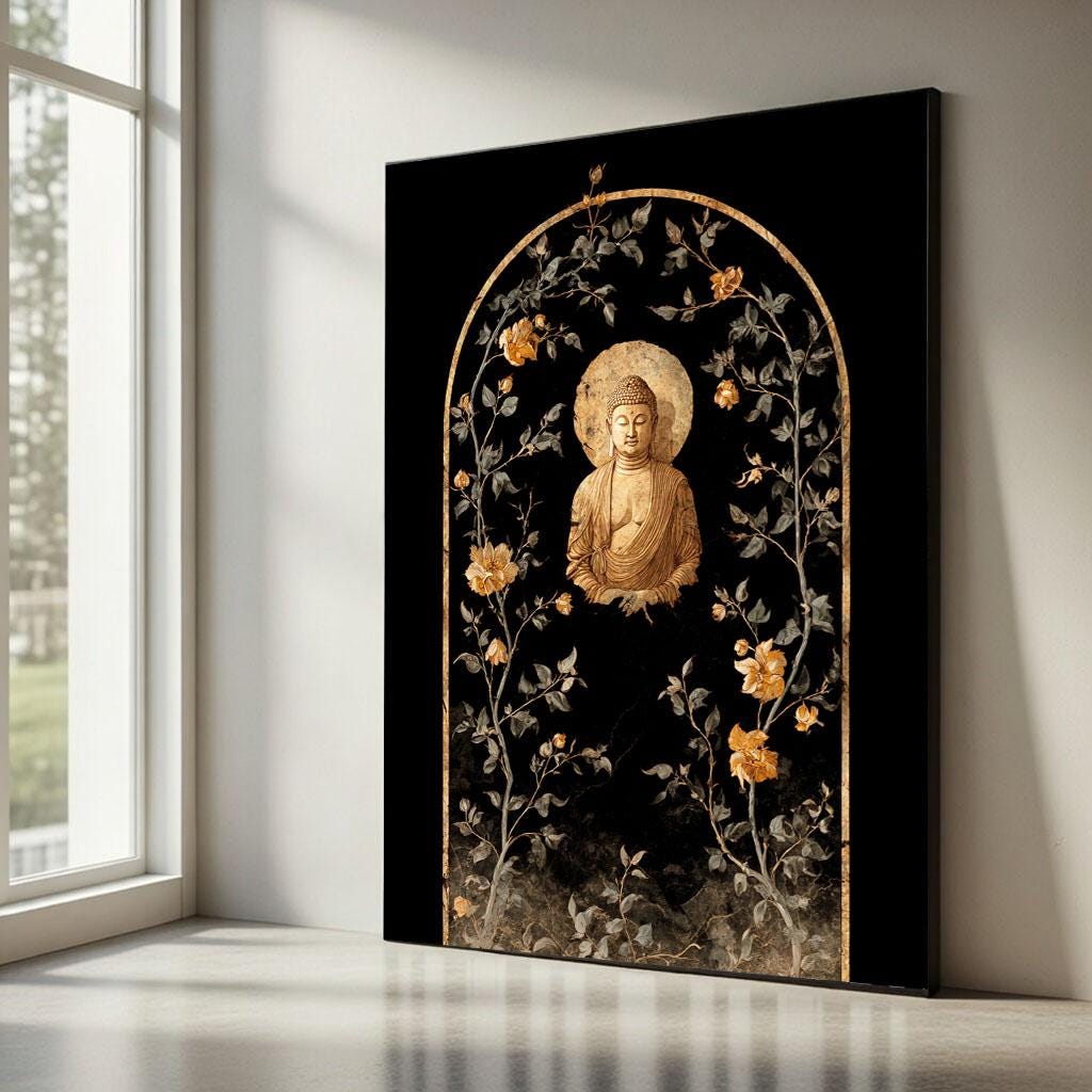 Image 5 of Golden Buddha Arch Canvas Wall Art Print | Spiritual Living Room Decor | Ready to Hang