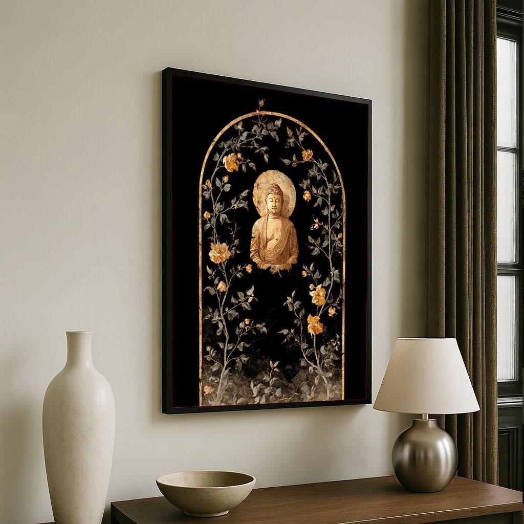 Image 6 of Golden Buddha Arch Canvas Wall Art Print | Spiritual Living Room Decor | Ready to Hang