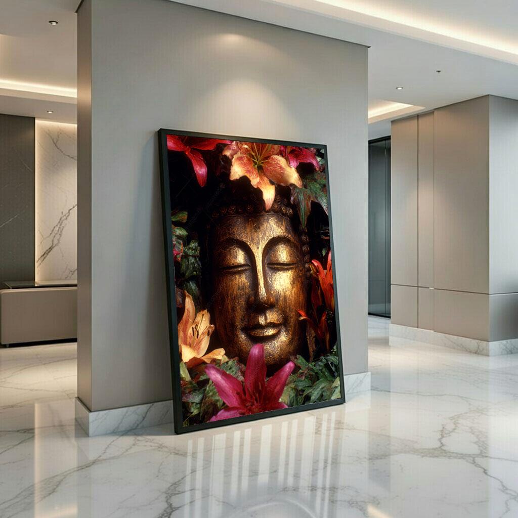 Image 3 of Serene Buddha Floral Canvas Wall Art Print | Zen Living Room Decor | Meditation Statement Piece