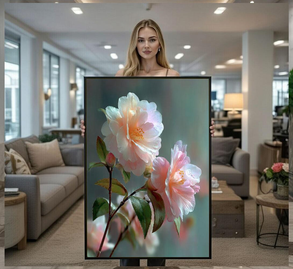 Elegant Rose Bloom Canvas Wall Art Print  Soft Pastel Living Room Decor  Ready to Hang