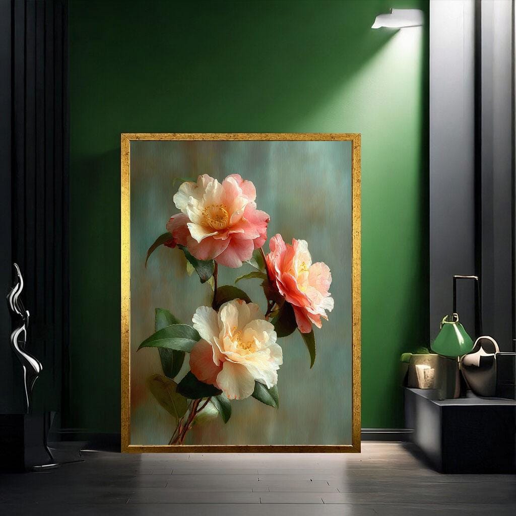 Image 2 of Elegant Floral Bloom Canvas Wall Art Print | Soft Pastel Living Room Decor | Ready to Hang