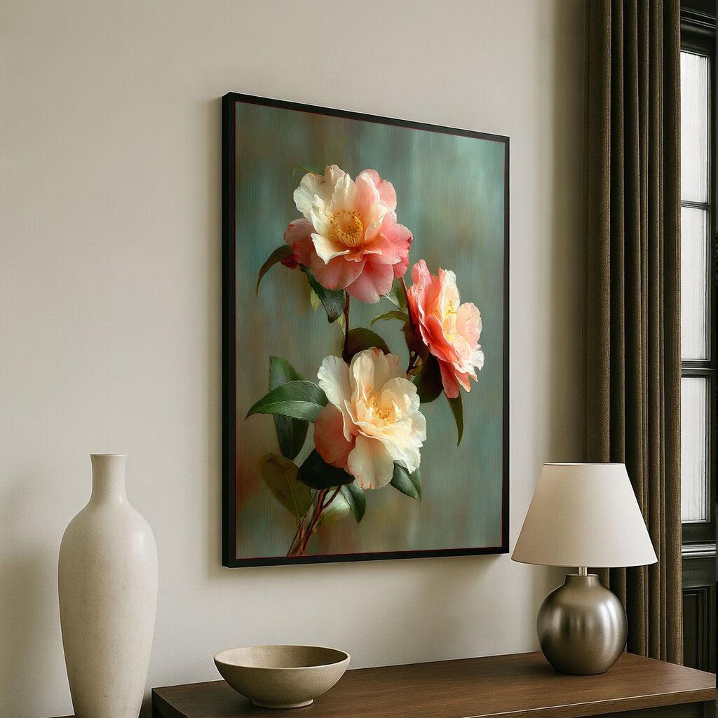Image 6 of Elegant Floral Bloom Canvas Wall Art Print | Soft Pastel Living Room Decor | Ready to Hang