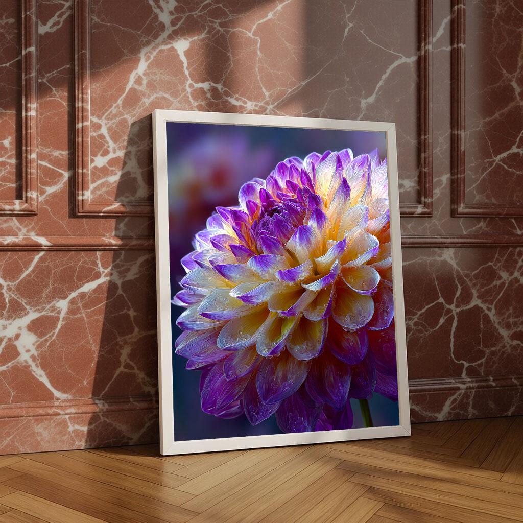 Image 4 of Vibrant Purple Dahlia Flower Canvas Wall Art Print | Modern Living Room Decor | Ready to Hang