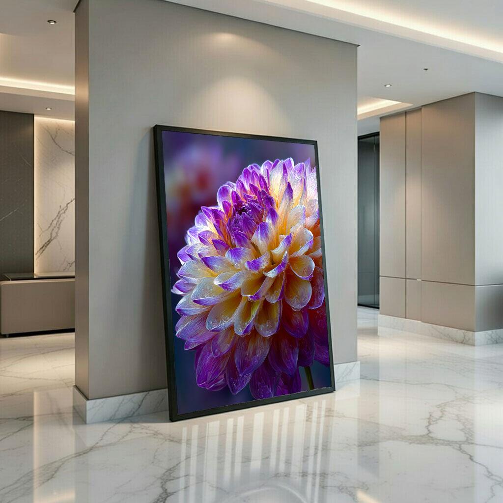 Image 3 of Vibrant Purple Dahlia Flower Canvas Wall Art Print | Modern Living Room Decor | Ready to Hang