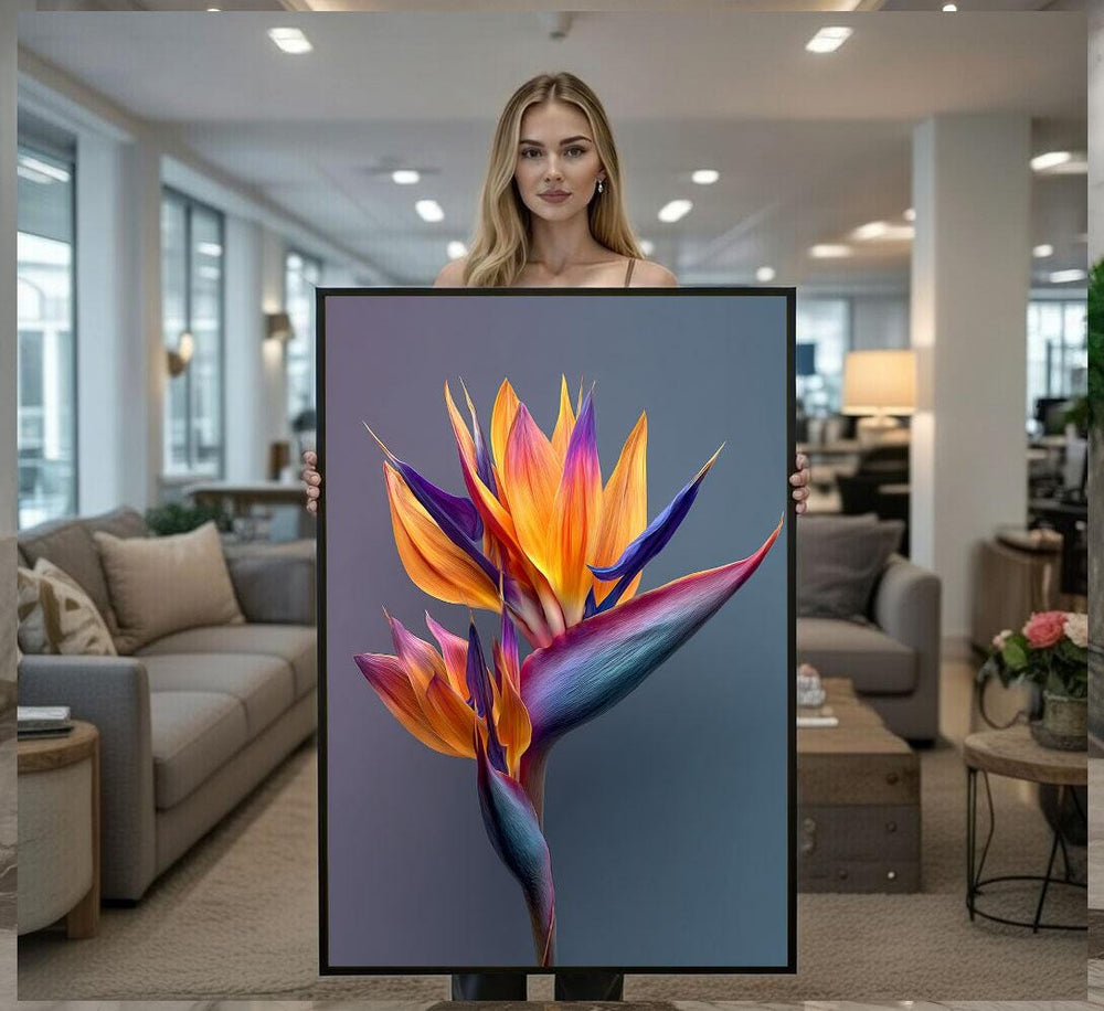 Vibrant Bird of Paradise Flower Canvas Wall Art Print  Modern Living Room Decor  Ready to Hang