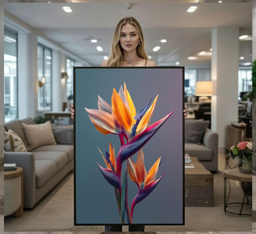 Vibrant Bird of Paradise Canvas Wall Art Print  Modern Living Room Decor  Statement Piece