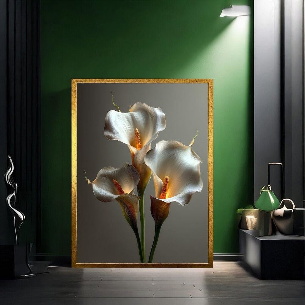 Elegant White Calla Lilies Canvas Wall Art Print  Modern Living Room Decor  Ready to Hang