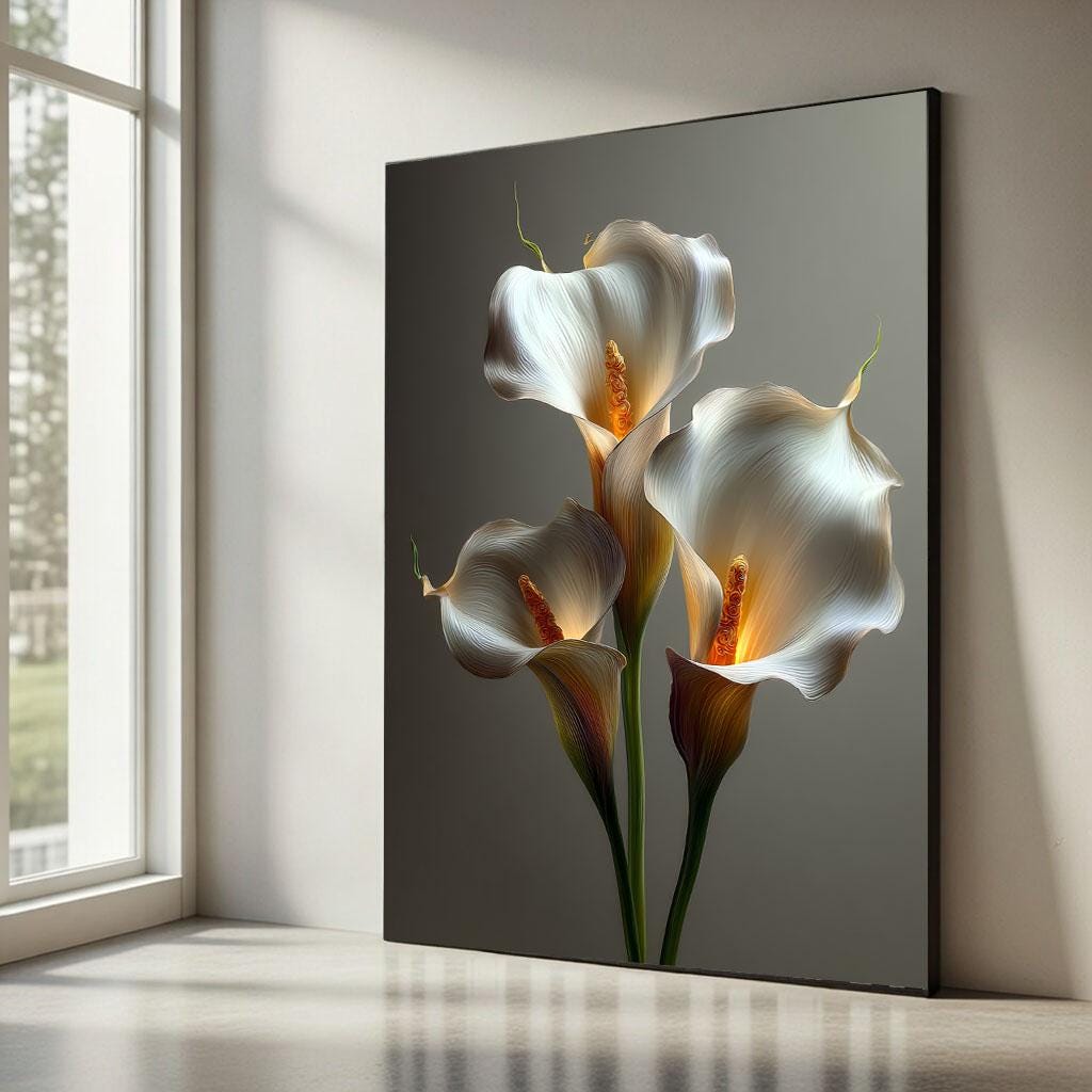 Image 5 of Elegant White Calla Lilies Canvas Wall Art Print | Modern Living Room Decor | Ready to Hang