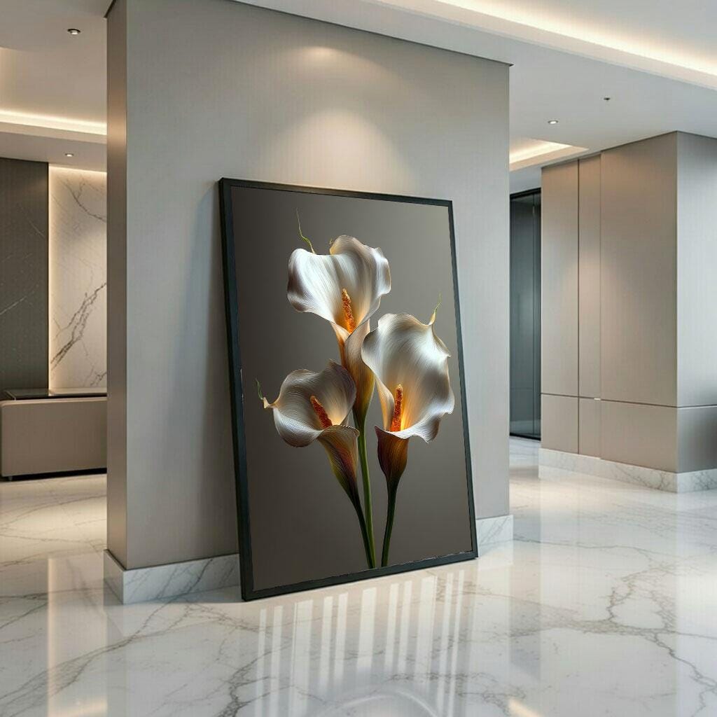 Image 3 of Elegant White Calla Lilies Canvas Wall Art Print | Modern Living Room Decor | Ready to Hang