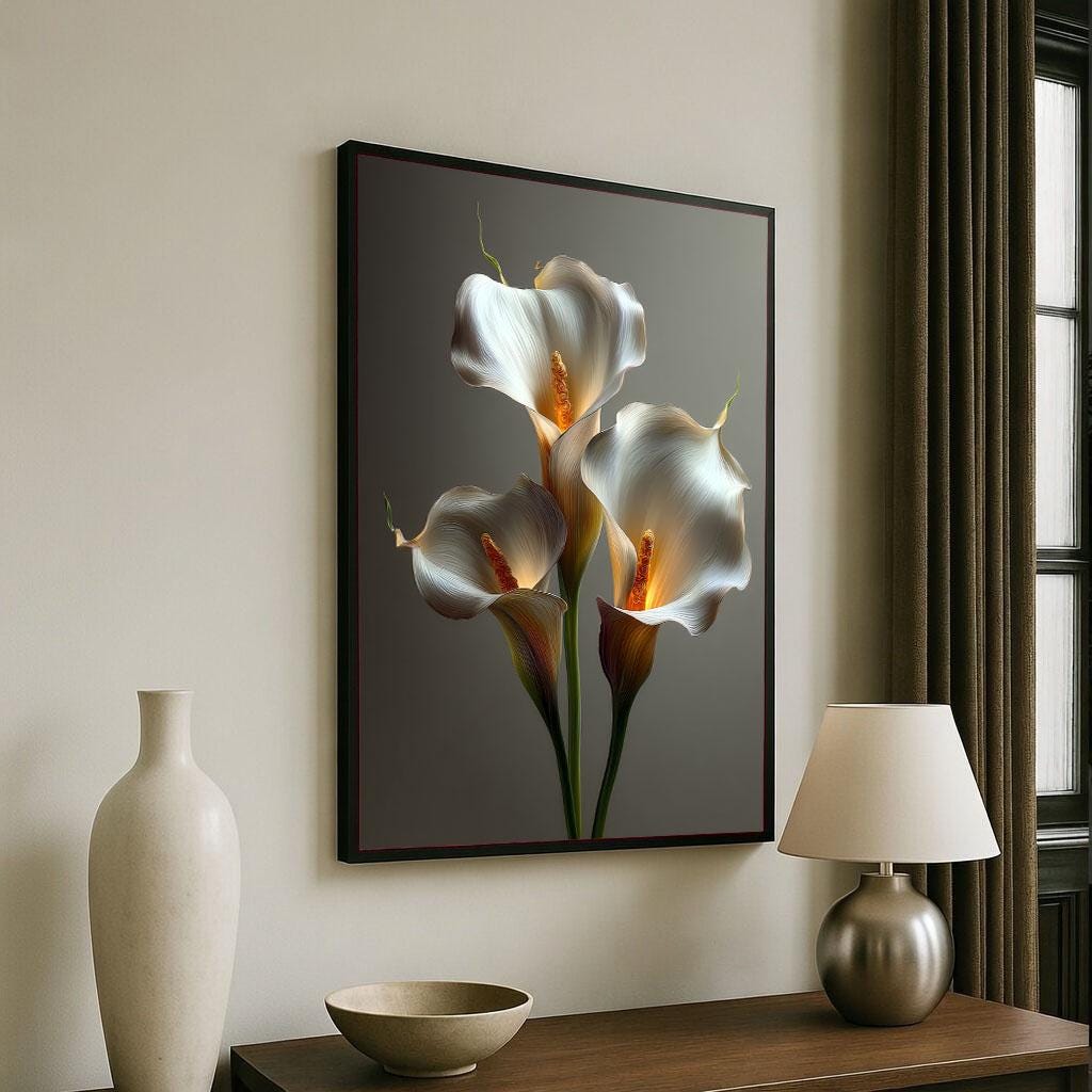 Image 6 of Elegant White Calla Lilies Canvas Wall Art Print | Modern Living Room Decor | Ready to Hang