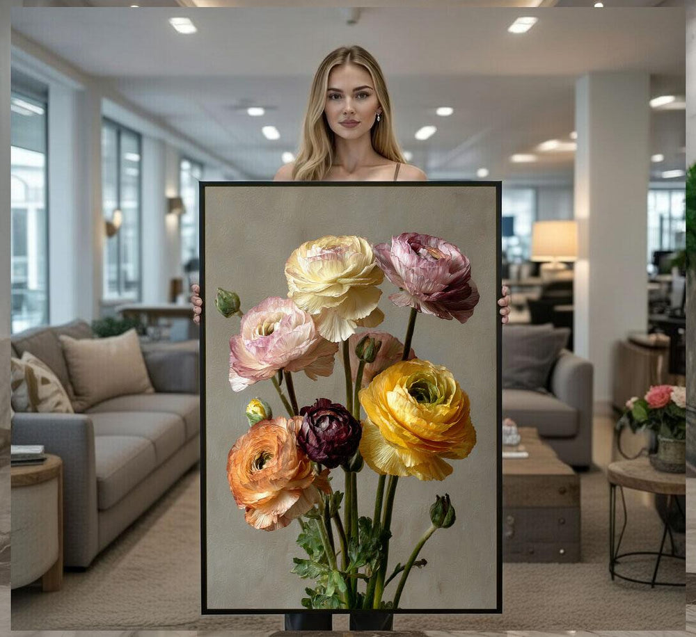 Elegant Floral Bouquet Canvas Wall Art Print  Vintage Living Room Decor  Ready to Hang