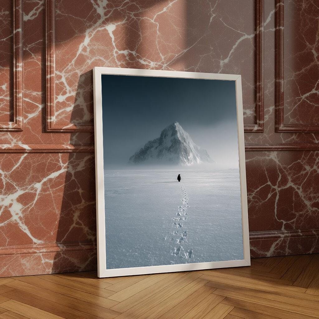 Image 4 of Lonely Penguin Walking Away Canvas Wall Art Print | Minimalist Living Room Decor | Choose Your Own Path Statement Piece