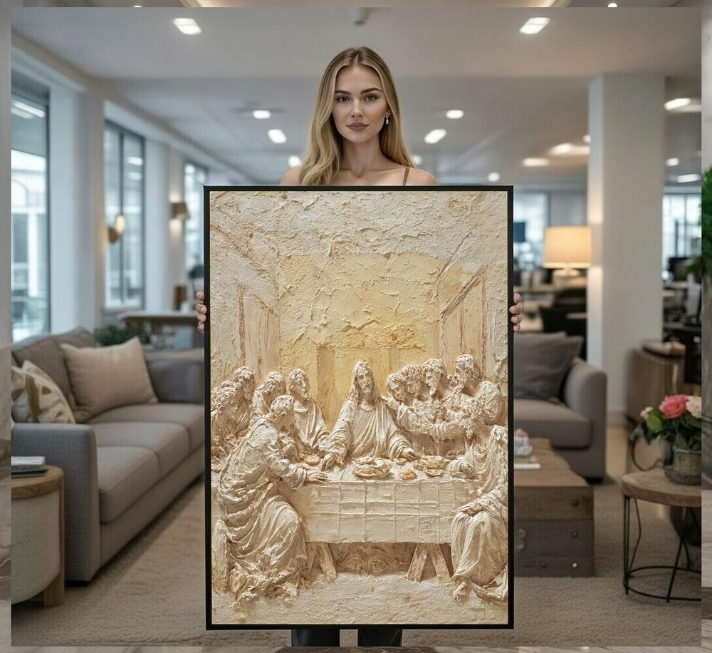 Radiant Jesus Last Supper Canvas Wall Art Print  Classic Living Room Decor  Statement Piece
