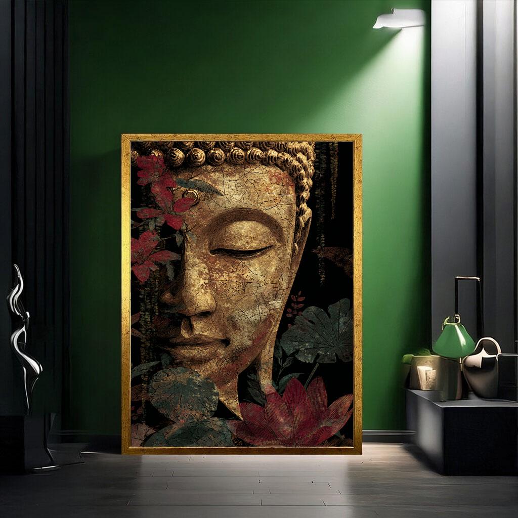 Image 2 of Tranquil Buddha Floral Canvas Wall Art Print | Zen Living Room Decor | Modern Art Lovers