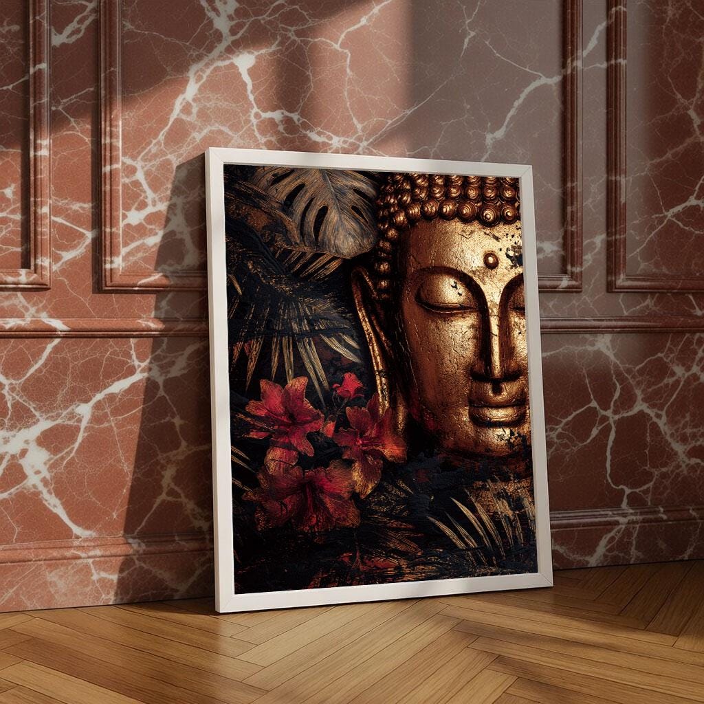 Image 4 of Serene Buddha Golden Canvas Wall Art Print | Zen Living Room Decor | Modern Art Lovers