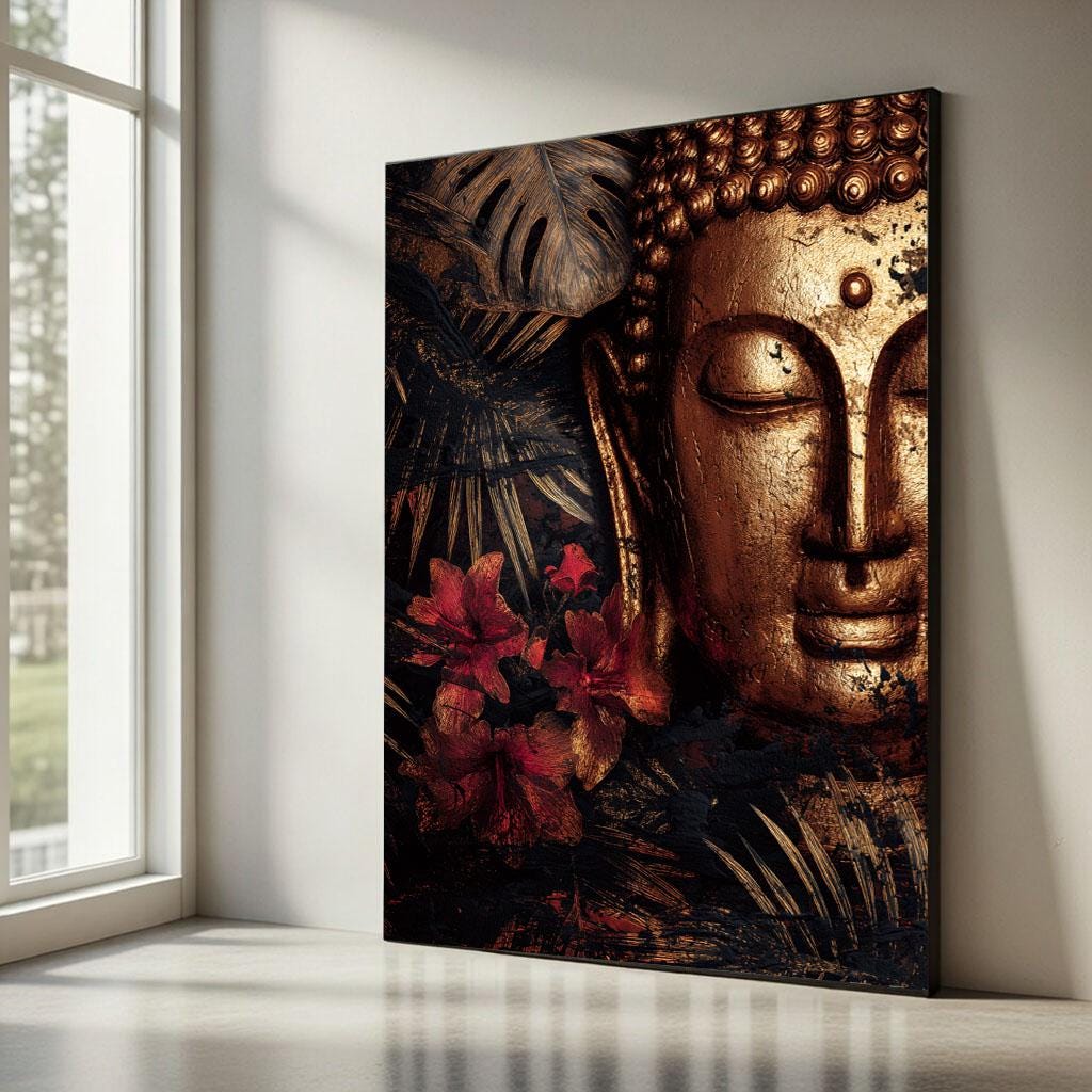 Image 5 of Serene Buddha Golden Canvas Wall Art Print | Zen Living Room Decor | Modern Art Lovers