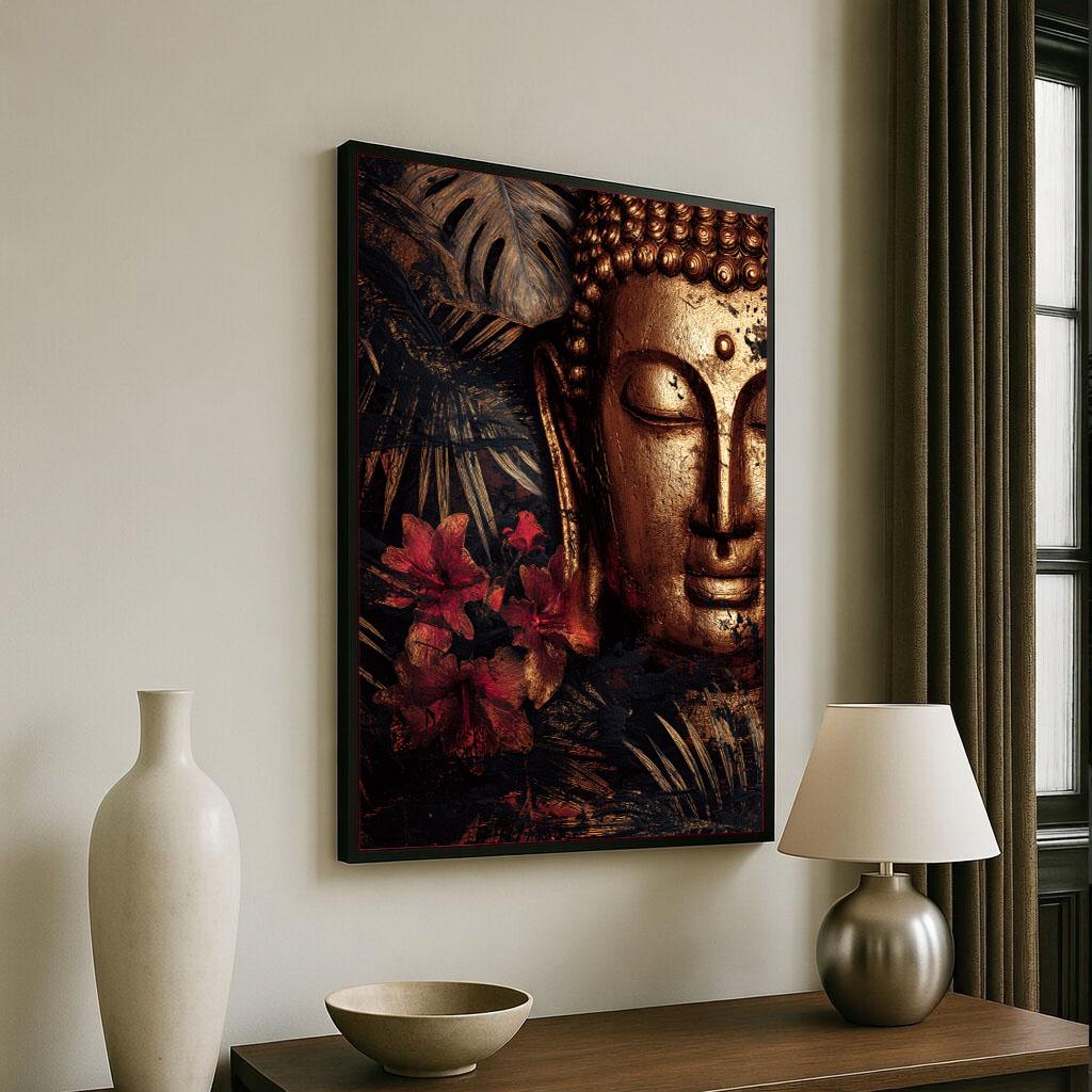 Image 6 of Serene Buddha Golden Canvas Wall Art Print | Zen Living Room Decor | Modern Art Lovers