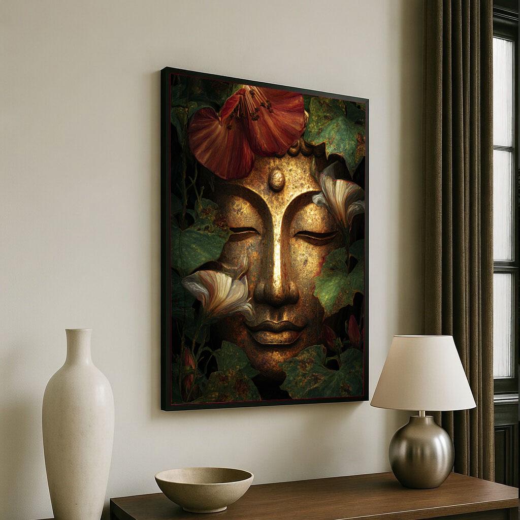 Image 6 of Serene Buddha Floral Canvas Wall Art Print | Zen Living Room Decor | Ready to Hang
