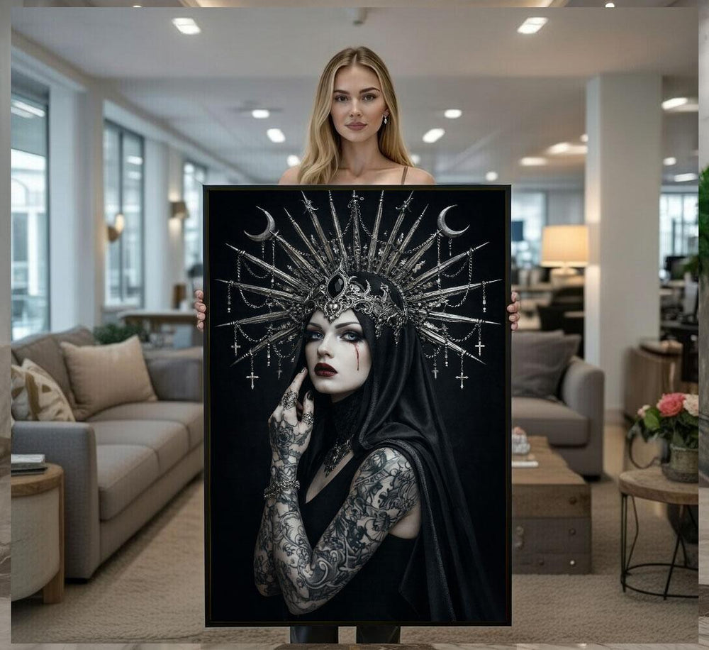 Dark Goddess Canvas  Gothic Moon Art