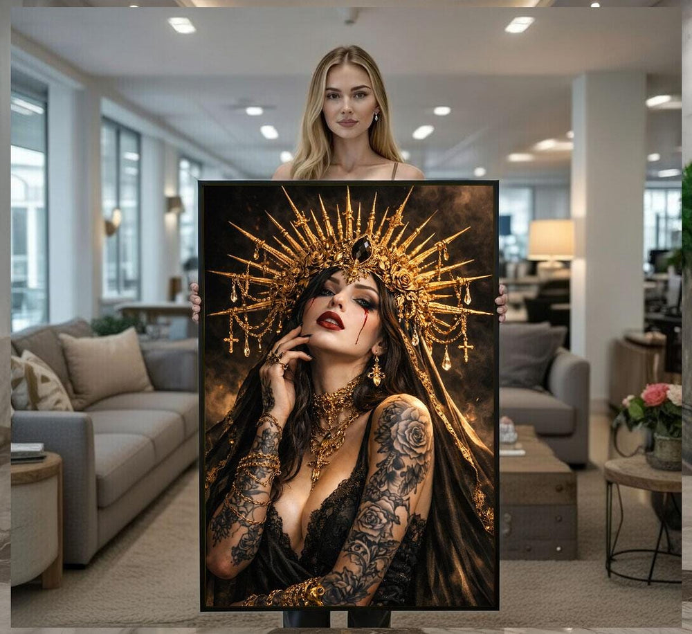 Golden Goddess Canvas  Regal Tattoo Art