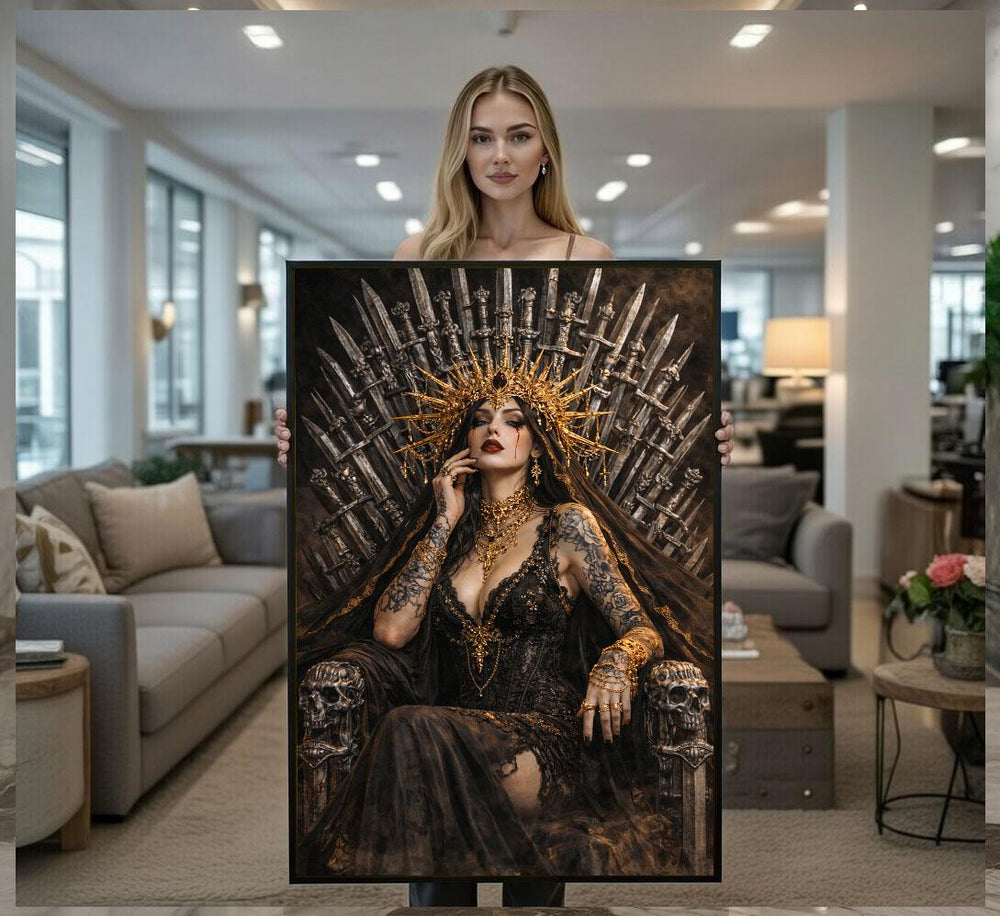 Dark Queen Throne Canvas  Gothic Fantasy Art