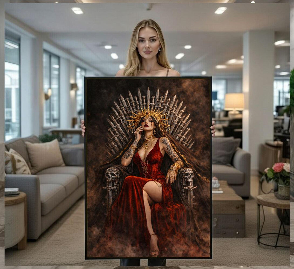 Regal Goddess Throne Canvas  Dark Fantasy Art
