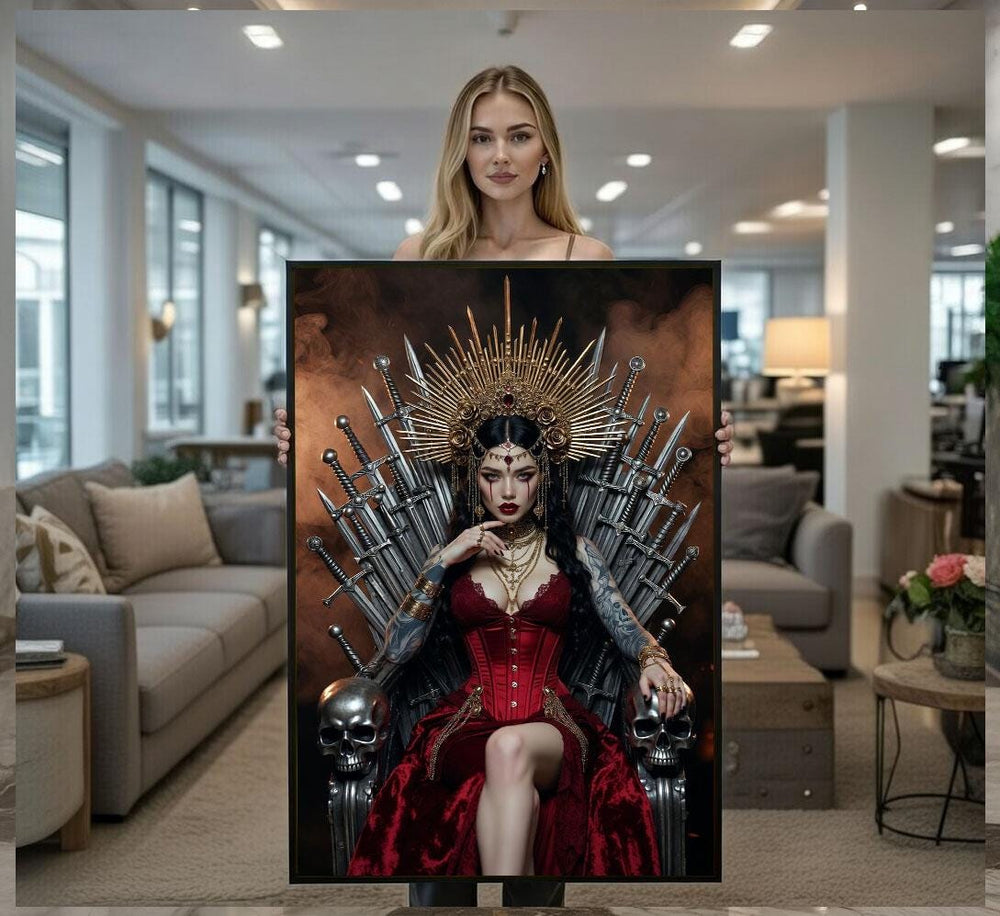 Dark Queen Throne Canvas  Gothic Fantasy Art
