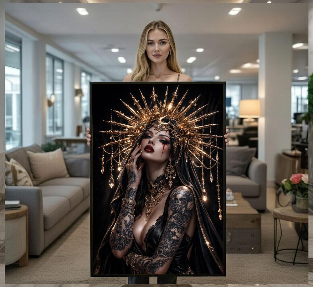 Golden Goddess Canvas  Ornate Dark Art