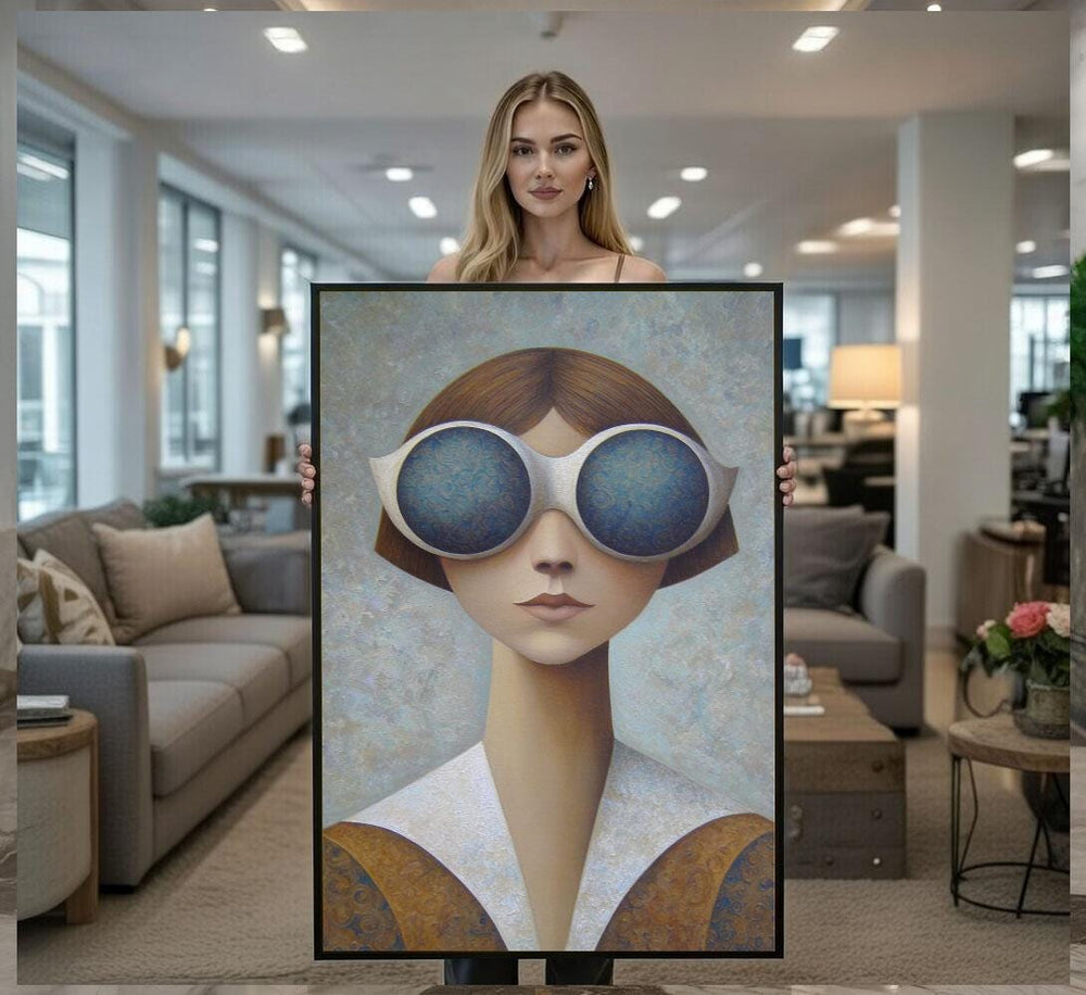 Retro Woman Portrait Canvas  Modern Abstract Art