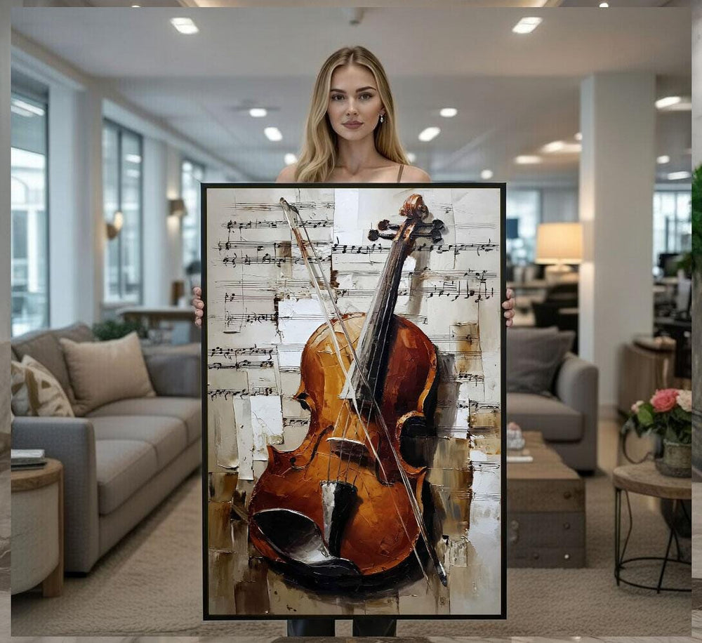 Violin Canvas  Rustic Musical Instrument Art