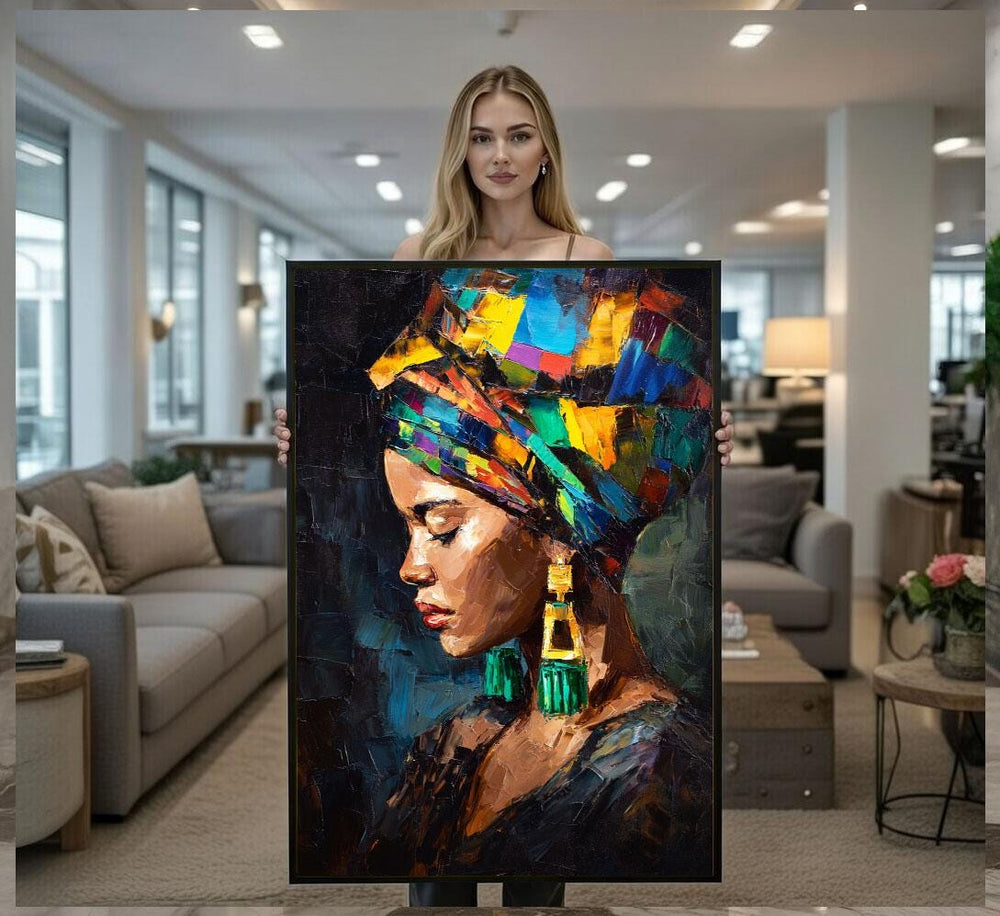 Regal African Woman Canvas  Bold Contemporary Art