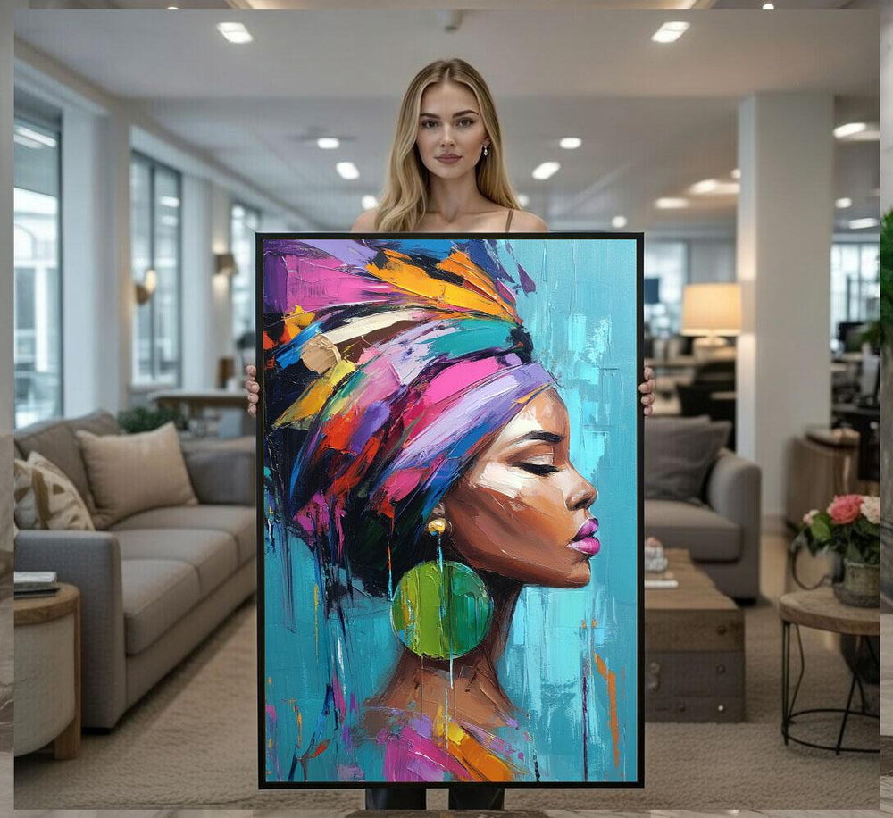 Colorful Afrocentric Portrait Canvas  Modern Art Style