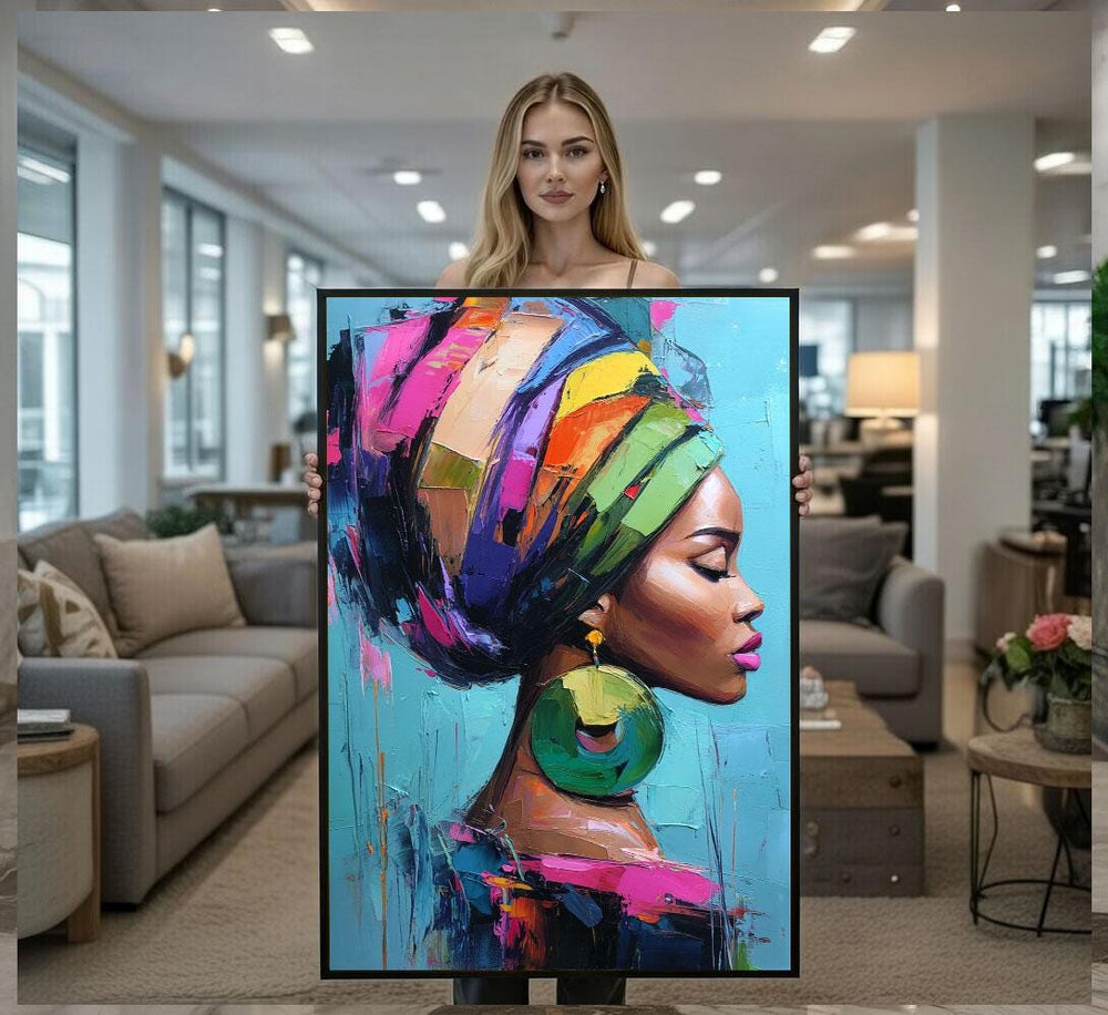 Regal African Woman Canvas  Bold Contemporary Art