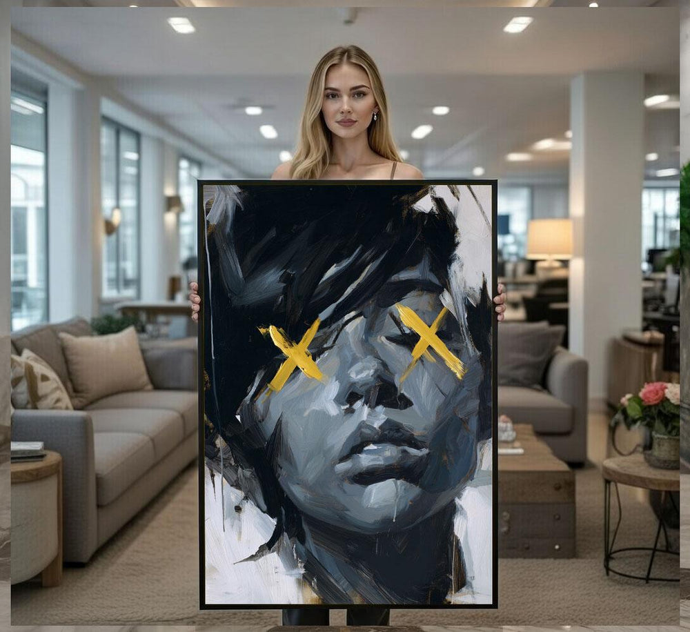 Abstract Portrait Canvas  Modern Expressionist Art Style