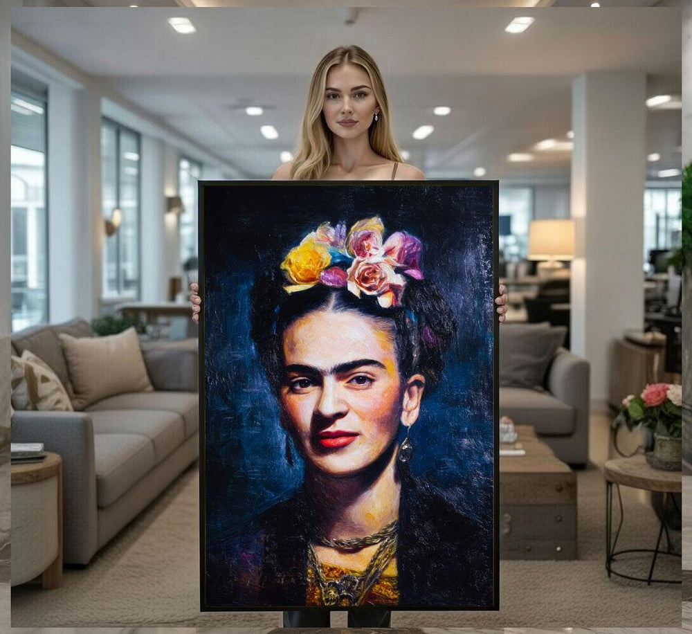 Frida Kahlo Portrait Canvas  Vibrant Floral Art
