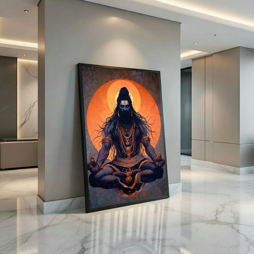 Image 3 of Yogi Meditation Canvas | Orange Halo Spiritual Art