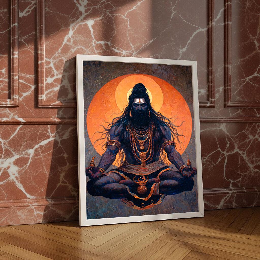 Image 4 of Yogi Meditation Canvas | Orange Halo Spiritual Art
