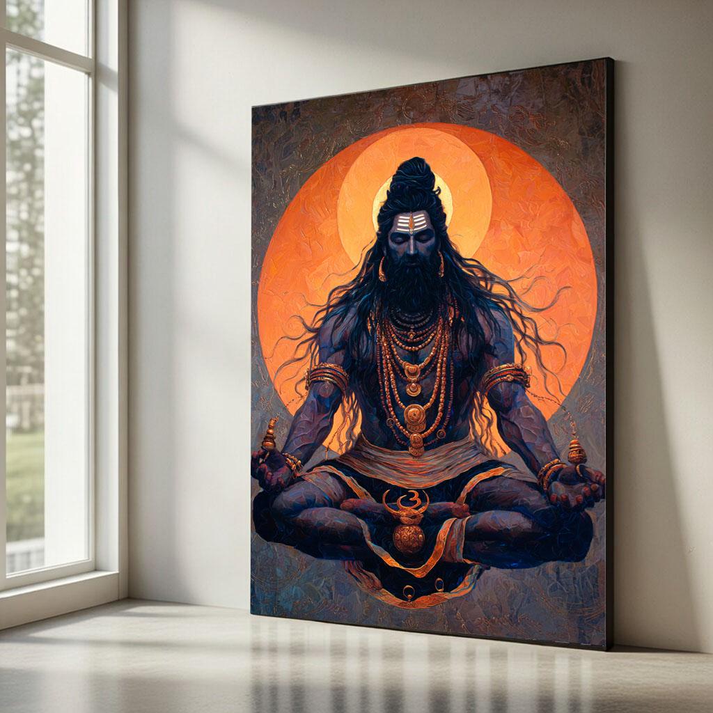 Image 5 of Yogi Meditation Canvas | Orange Halo Spiritual Art