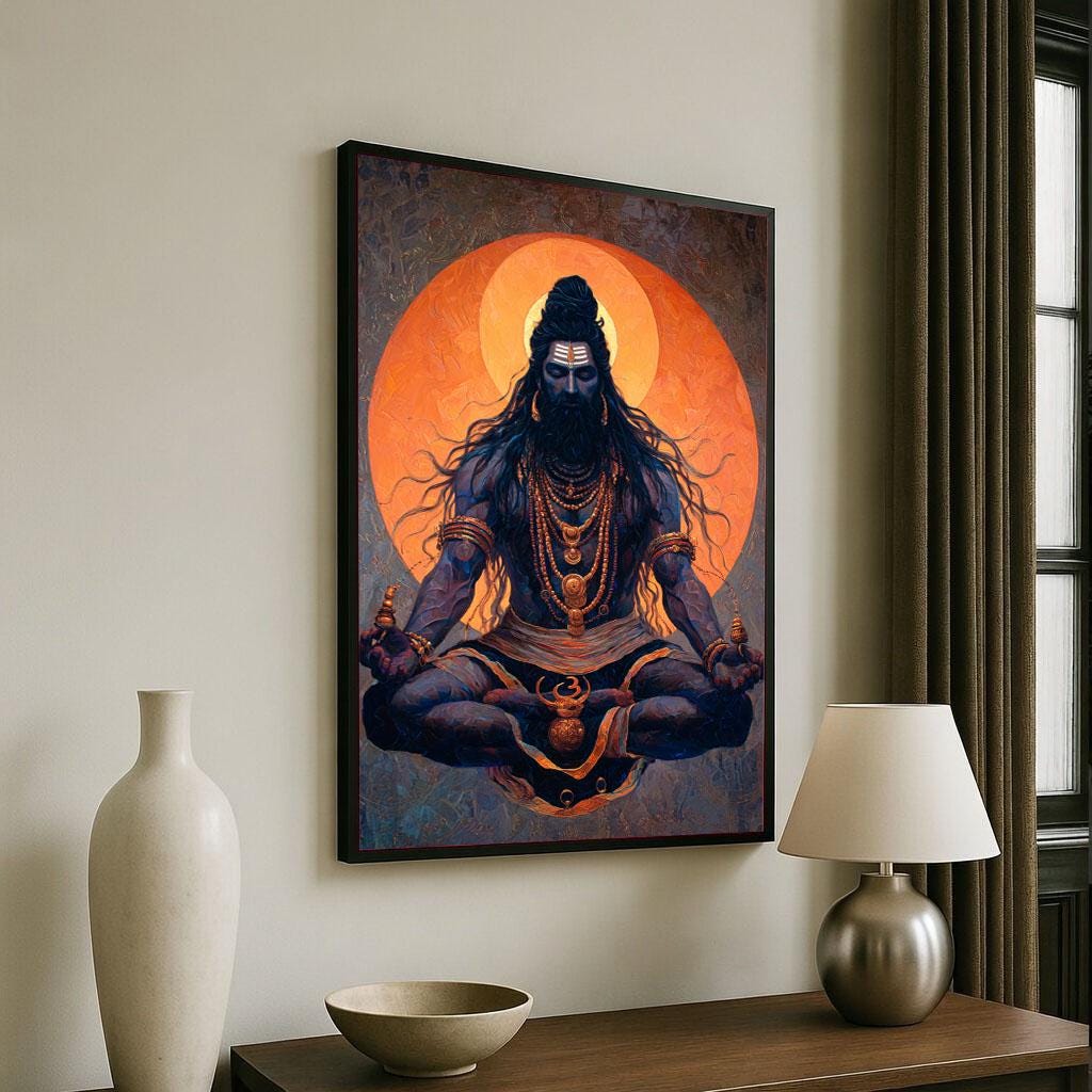Image 6 of Yogi Meditation Canvas | Orange Halo Spiritual Art