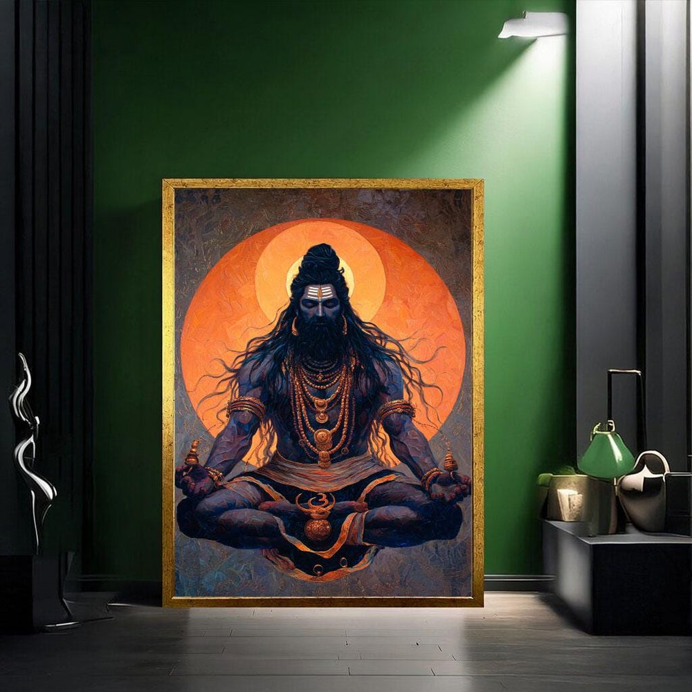 Yogi Meditation Canvas  Orange Halo Spiritual Art