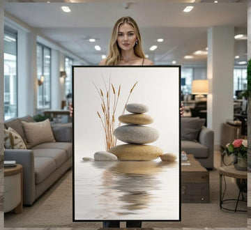 Image 1 of Zen Stone Stack Canvas | Minimalist Tranquil Art