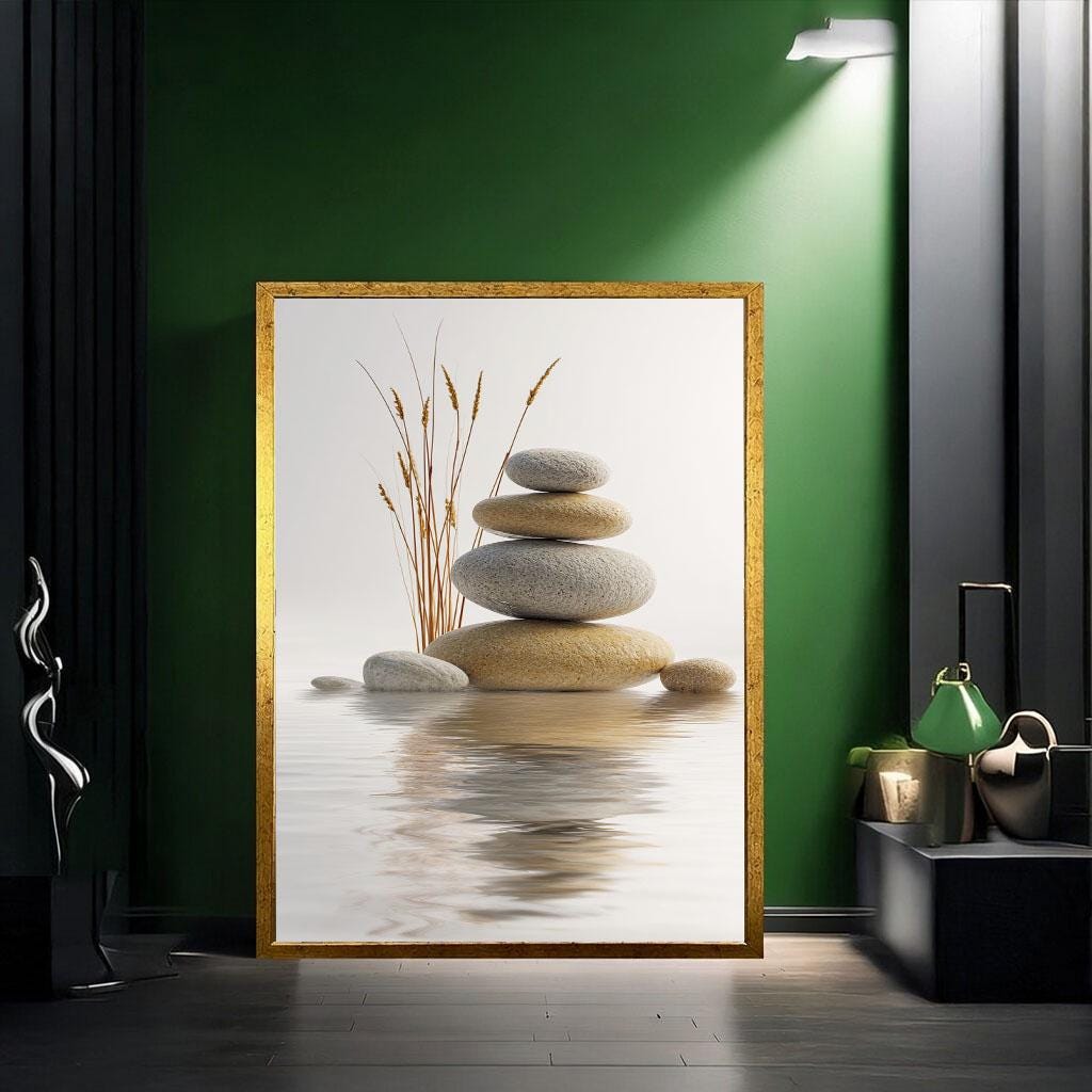Image 2 of Zen Stone Stack Canvas | Minimalist Tranquil Art