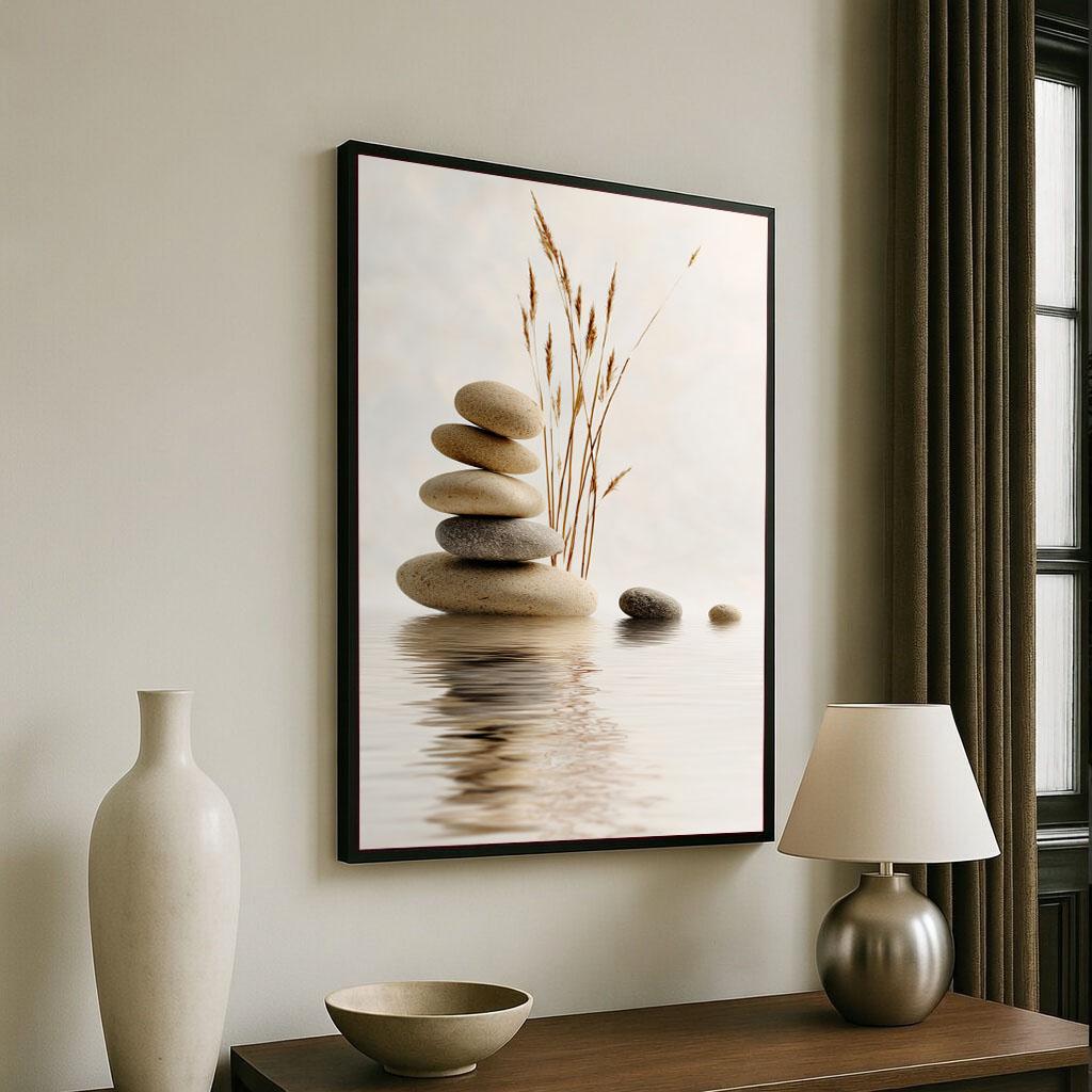 Image 6 of Zen Stone Balance Canvas | Minimalist Tranquil Art