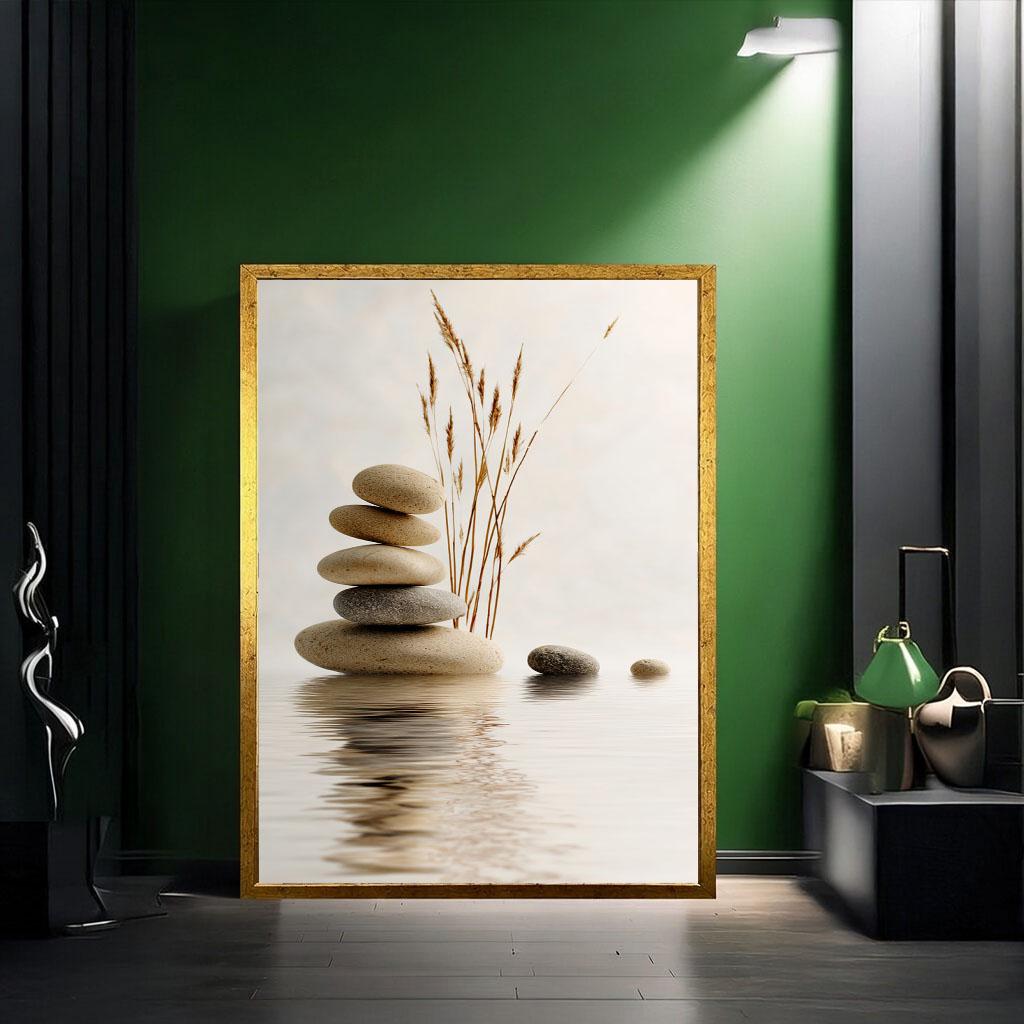 Image 2 of Zen Stone Balance Canvas | Minimalist Tranquil Art