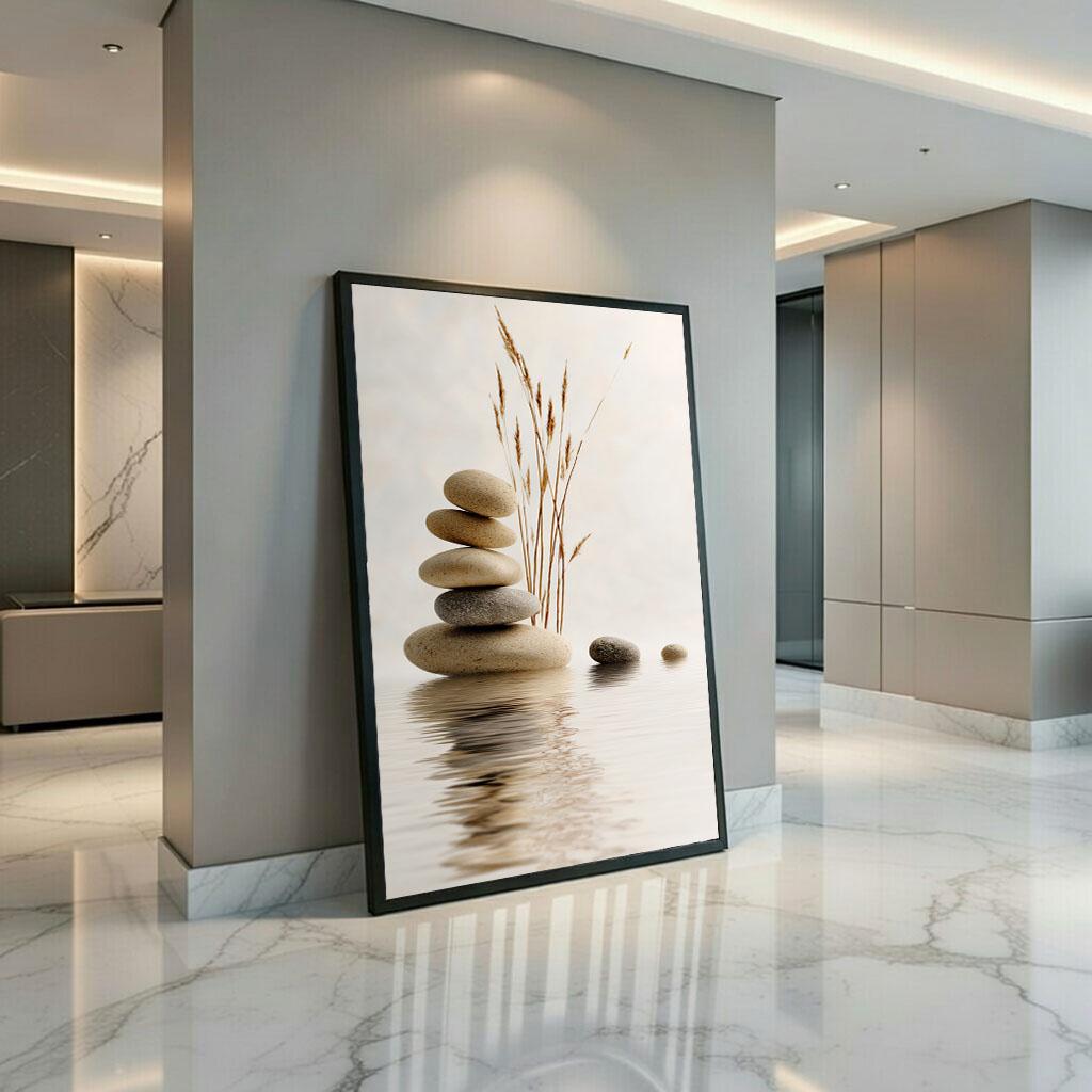 Image 3 of Zen Stone Balance Canvas | Minimalist Tranquil Art
