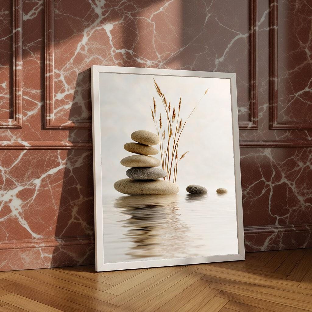 Image 4 of Zen Stone Balance Canvas | Minimalist Tranquil Art