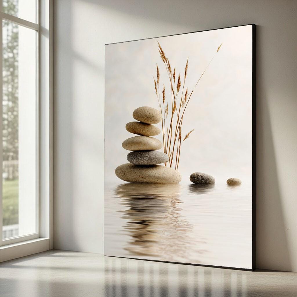 Image 5 of Zen Stone Balance Canvas | Minimalist Tranquil Art
