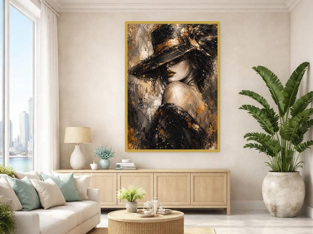Gothic Red Rose Woman Framed Canvas Print, Black Red Floral Wall Art, Dark Romantic Bedroom Decor